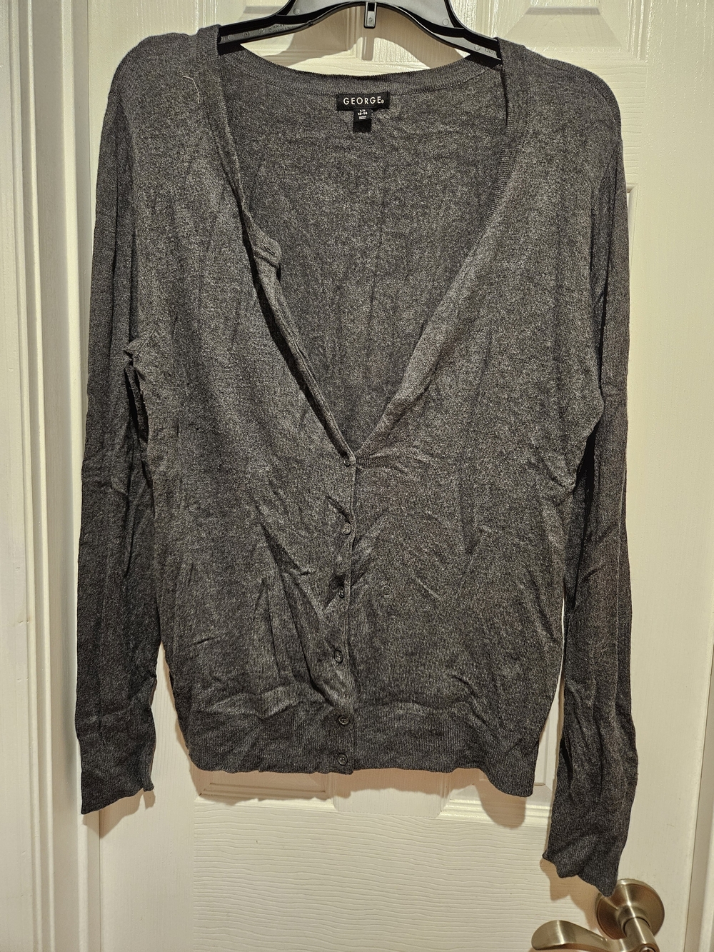 George Women's Gray Button-Up Lightweight Long Sleeve Cardigan